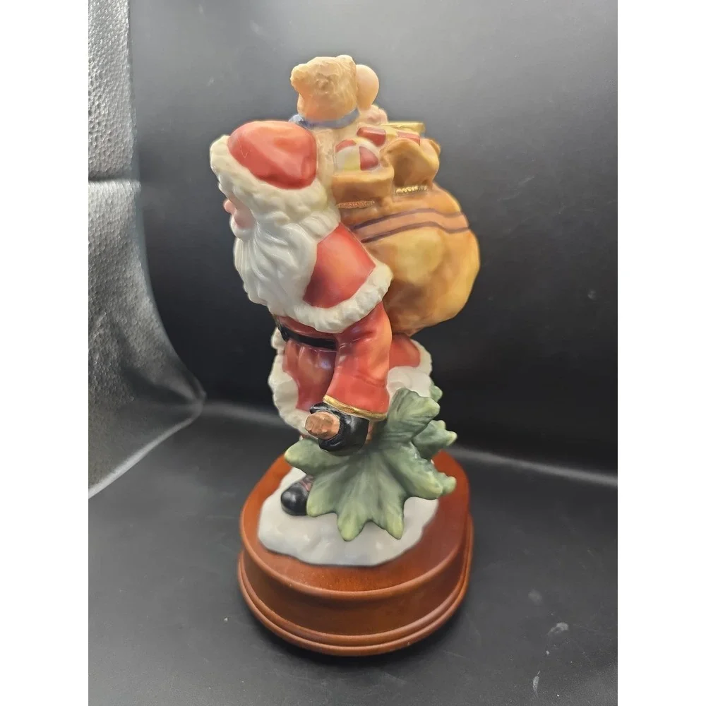 Vintage Porcelain Santa Music Box Works Christmas Decor Seasonal 2000